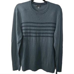 Smartwool Sweater Mens L Sparwood Striped Green Crew Neck Lightweight Wool Blend